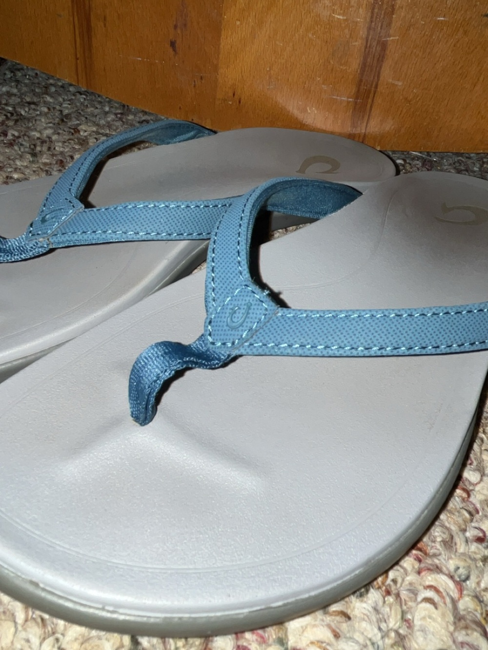 Olukai Women's Flip Flops - Light Blue Straps